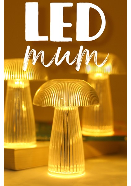 3 Adet LED Mum Kristal Tip Pil Dahil Dumansız Alev Ledli Yapay Dekoratif Mum Işığı Şeffaf PT429