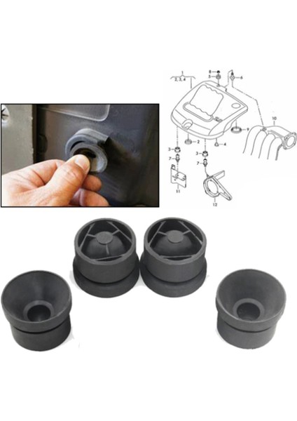 X4 Motor Kapağı Grommet Kauçuk Tampon Tampon Grommet Montaj Durdurma Jounce Bush -Audi Seat Skoda A1 A3 A4 A5 A6 Q3 Q5 (Yurt Dışından)