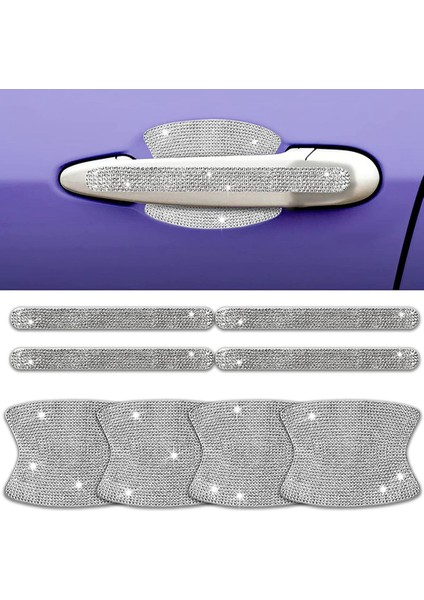 Yapay Elmas Araba Kapı Kolu Çıkartmaları - 8 Adet Bling Araba Aksesuarları Kristal Parıltılı Kapı Kolu Koruyucu Çıkartmaları Çıkartmaları (Yurt Dışından)