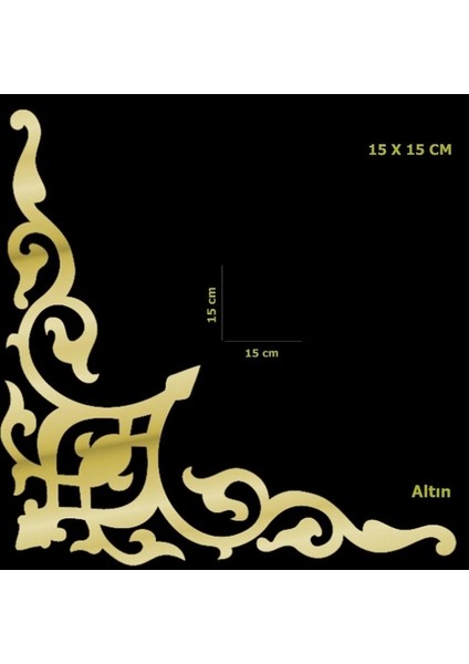 Altın Pleksi Dolap Süsü 1 Göbek Desen ve 4 Köşe Desen