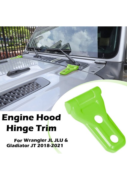 Motor Kaputu Menteşe Ayar Kapağı Dış Aksesuar Dekorasyon 2018-2021 Jeep Wrangler Jl Jlu Gladiator Jt (Yeşil) (Yurt Dışından)