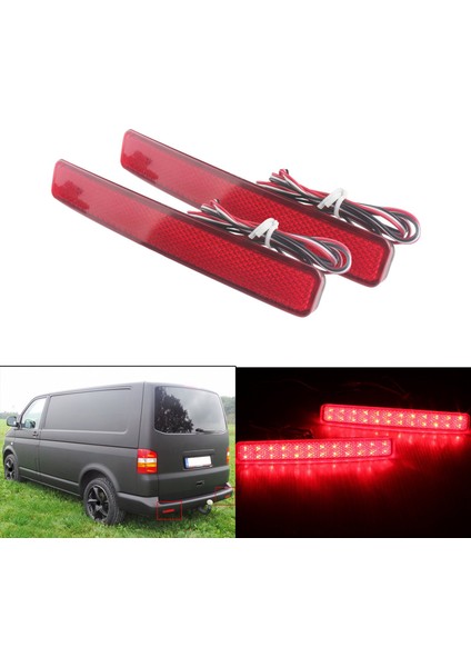 2 Adet Araba Arka Tampon Reflektör Fren Lambası Led Arka Lambası Volkswagen T5 Transporter/Caravelle/Multivan 2003-2011 (Yurt Dışından)