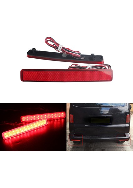 2 Adet Araba Arka Tampon Reflektör Fren Lambası Led Arka Lambası Volkswagen T5 Transporter/Caravelle/Multivan 2003-2011 (Yurt Dışından)