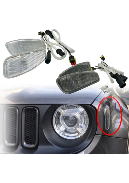 Araba Yan Yansıma Uyarı Dönüş Sinyali Işık Lambası Ön Dönüş Sinyalleri Işık Jeep Renegade 2014-2017 Için Duman Siyah (Yurt Dışından)