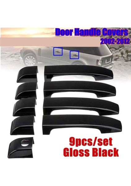 Parlak Siyah Araba Kapı Kolu Kılıfları Dış Kapı Kolları Döşemesi Land Rover Range L322 2002-2012 (Yurt Dışından)