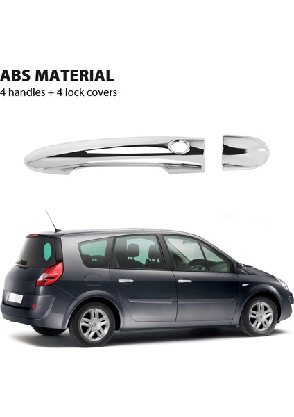 Renault Scenic 2 Ii Için 2003 2004 2005 2006 2007 2008 2009 Krom Kapı Kolu Yakalama Kapak Trim Kap Oto Aksesuarları (Yurt Dışından)
