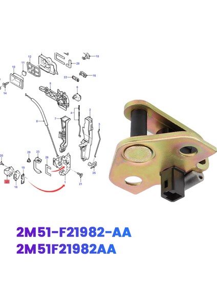 Araba Kapı Kilidi Çarpma Plakası Tutma Aktüatörü 2M51-F21982-Aa Ford Focus Mk1 1998-2005 Mondeo Mk3 2000-2007 2M51F21982Aa (Yurt Dışından)