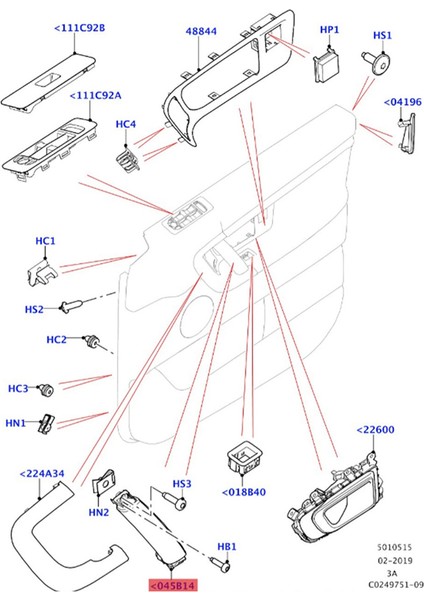1 Çift Araba Iç Kapı Kolu Lr076151 Lr076161 Land Rover Discovery 2015-2019 Kapı Paneli Çekme Kolu Lr076153 R076163 (Yurt Dışından)
