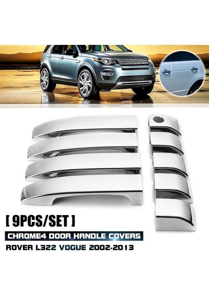 Land Rover Range Rover L322 Için 9 Parça Set - Vogue 2002-2013 Abs Krom 4 Kapı Kolu Kapakları (Yurt Dışından)