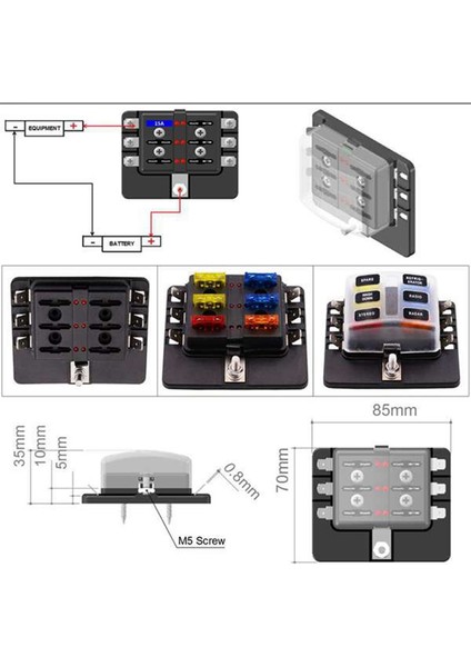 6 Yollu Kürek Terminali Bıçak 12-32V Sigorta Kutusu Tutucu Led Işık Kiti Araba Tekne Deniz Üç Tekerlekli Bisiklet Otomotiv 30A Sigortalar (Yurt Dışından)