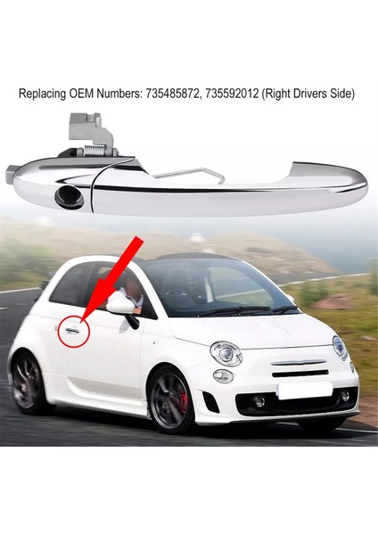 Çift Araba Ön Dış Dış Krom Kapı Kolu Çekme 735592012 Fiat 500 2007-2019 735451694 735485872 Rhd (Yurt Dışından)