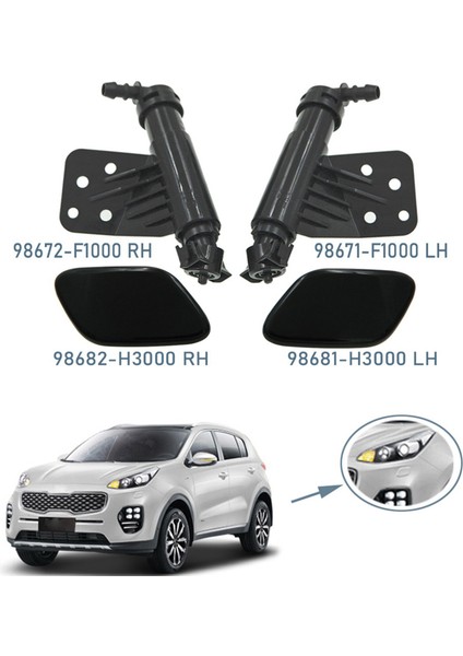 Far Yıkama Memesi Başkanı Işık Temizleme Spreyi Pompası + Kapak Kapağı Kıa Sportage Iv Için 98681H3000 98671F1000 98672F1000 (Yurt Dışından)