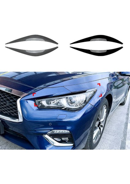 Araba Parlak Siyah Ön Far Kapağı Garnitür Şerit Kaş Kapağı Trim Etiket Infiniti Q50 2014-2023 (Yurt Dışından)