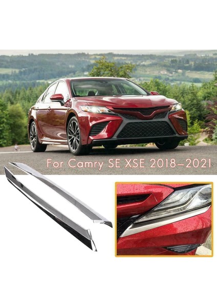 Krom Çelik Far Göz Kapağı Kapağı Kafa Işık Kaş Kalıplama Trim Toyota Camry Se Xse 2018-2021 Aksesuarları (Yurt Dışından)