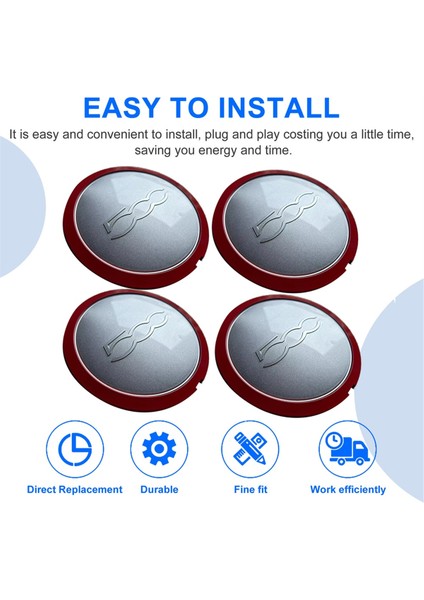 Fiat 500 Tekerlekleri Için 4 Adet 133Mm Göbek Kapağı Merkez Göbek Kapakları Toz Kapağı 68078419Ac 68078421Ac (Yurt Dışından)