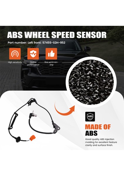 Ön Sol Abs Tekerlek Hız Sensörü 57455-S2H-952 57455S2H952 Honda Hr-V 1.6 16V 1999- (Yurt Dışından)