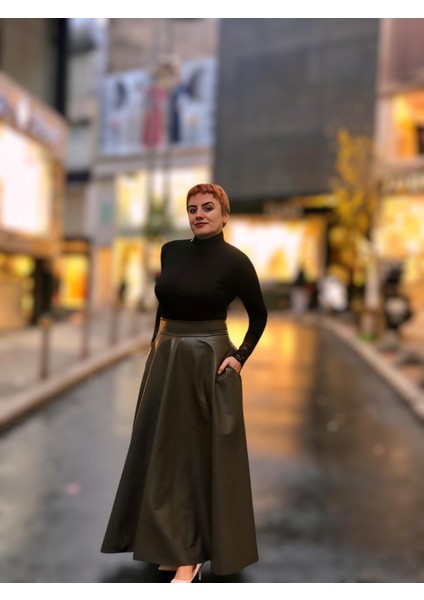 Deri Cepli Kloş Uzun Etek