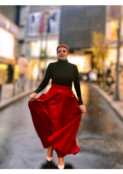 Deri Cepli Kloş Uzun Etek