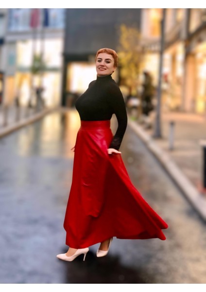 Deri Cepli Kloş Uzun Etek modelleri