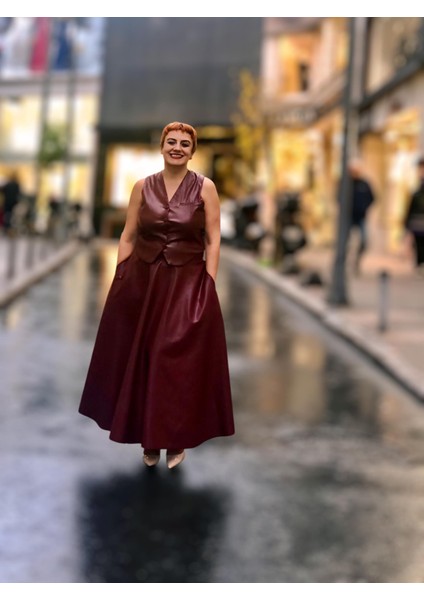 Deri Cepli Kloş Uzun Etek modelleri