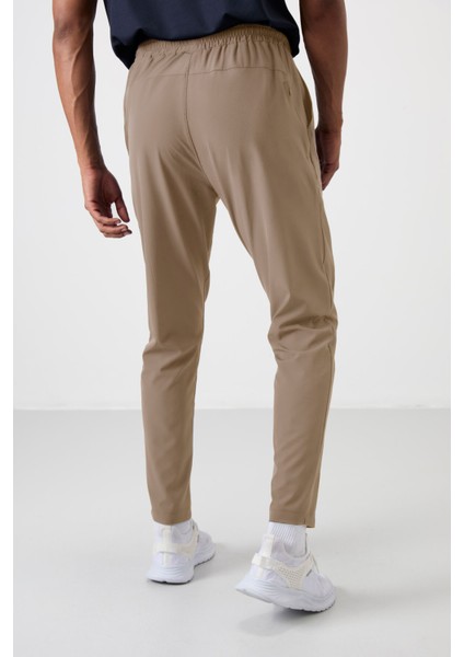 Bej Polyester Ince Yumuşak Comfort Fit Erkek Eşofman Alt - 82119