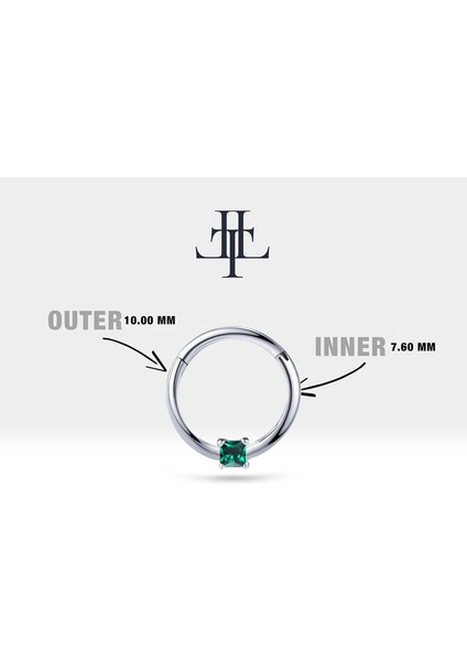 Prenses Zümrütlü Halka Piercing, 10-12 mm , 1.2 Mm, 14K Sarı-Beyaz-Kırmızı Altın | LC00034E fiyatları