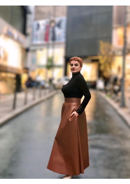Deri Cepli Kloş Uzun Etek modelleri