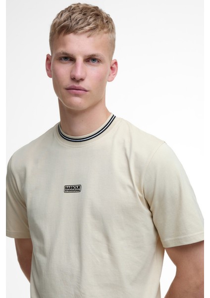 B.ıntl Logo Tipped T-Shirt GY55 Oyster Grey fırsatları