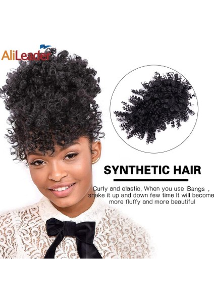 Sapıkça Kıvırcık Saç Patlama Sentetik Saç Topuz Chignon Patlama ile Ipli At Kuyruğu Afro Puf Yanlış Patlama Saç Parçaları Kadınlar Için (Yurt Dışından) fırsatları