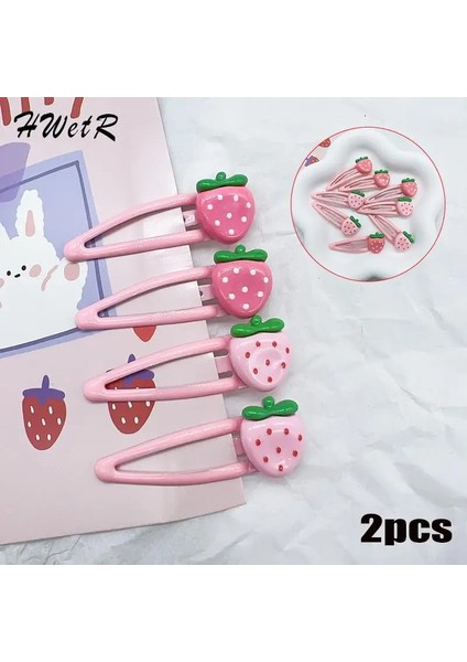 Adet/takım Sevimli Tatlı Çilek Firkete Güzel Pembe Saç Klipleri Kadın Kızlar Patlama Klipler Bb Basmalı Klips Saç Aksesuarları (Yurt Dışından)