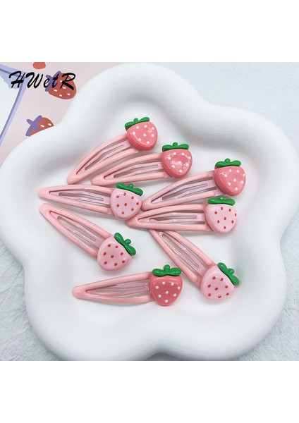 Adet/takım Sevimli Tatlı Çilek Firkete Güzel Pembe Saç Klipleri Kadın Kızlar Patlama Klipler Bb Basmalı Klips Saç Aksesuarları (Yurt Dışından) fiyatları