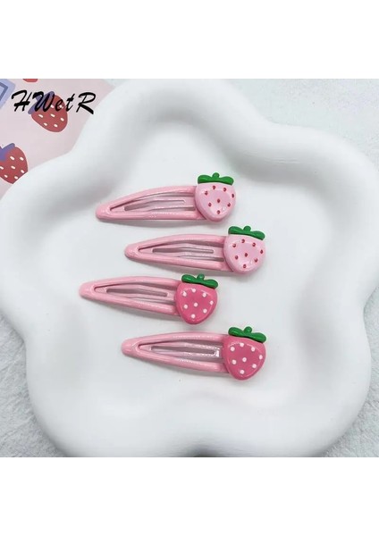 Adet/takım Sevimli Tatlı Çilek Firkete Güzel Pembe Saç Klipleri Kadın Kızlar Patlama Klipler Bb Basmalı Klips Saç Aksesuarları (Yurt Dışından) fırsatları