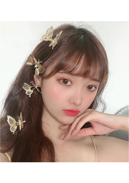 Kelebek Yan Klip Metal Kore Zarif Saç Aksesuarları Püskül Firkete 3D Moda Kelebek Firkete Taklidi Headdress (Yurt Dışından) modelleri