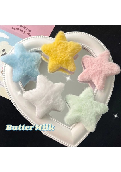 Adet Trendy Y2K Yıldız Tokalar Kızlar Sevimli Tatlı Peluş Sonbahar Kış Tokalarım Pentagram Saç Tokaları Kadınlar Için Saç Aksesuarları (Yurt Dışından)