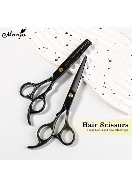 Monja Profesyonel Kuaförlük Kesme Inceltme Siyah Paslanmaz Çelik Berber Saç Düz Kesim Diş Kesme Makinesi Dıy Salon Saç Şekillendirici Araçları (Yurt Dışından)