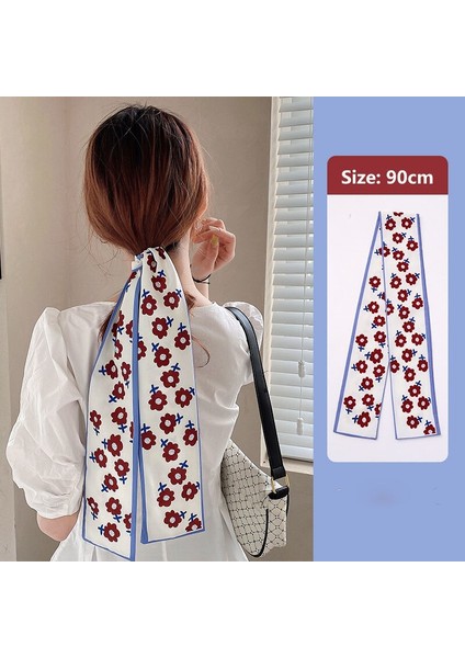 Kadın Yay Saç Saten Kurdele Bantları Moda Saç Ipek Eşarp Vintage Uzun Saç Bağları Kızlar At Kuyruğu Kafa Bandı Saç Süsü (Yurt Dışından) fiyatları