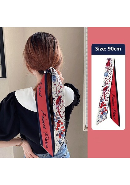 Kadın Yay Saç Saten Kurdele Bantları Moda Saç Ipek Eşarp Vintage Uzun Saç Bağları Kızlar At Kuyruğu Kafa Bandı Saç Süsü (Yurt Dışından) modelleri