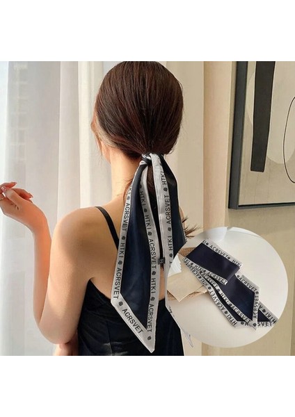 Kadın Yay Saç Saten Kurdele Bantları Moda Saç Ipek Eşarp Vintage Uzun Saç Bağları Kızlar At Kuyruğu Kafa Bandı Saç Süsü (Yurt Dışından) indirimleri