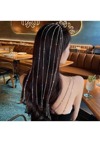Glitter Uzun Rhinestone Püskül Kafa Bandı Kafa Zinciri Düğün Kristal Şapkalar Başlığı (Yurt Dışından) modelleri