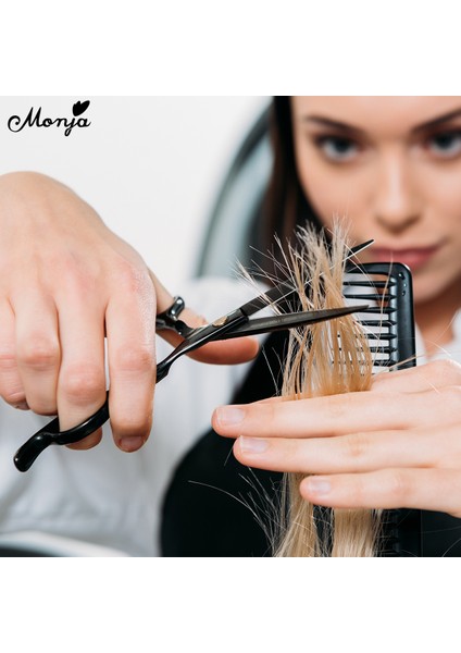 Monja Profesyonel Kuaförlük Kesme Inceltme Siyah Paslanmaz Çelik Berber Saç Düz Kesim Diş Kesme Makinesi Dıy Salon Saç Şekillendirici Araçları (Yurt Dışından) fiyatları