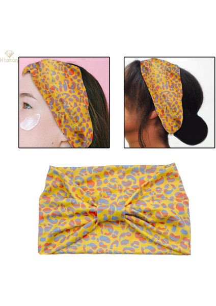 Moda Hairband Geniş Headwrap Kalın Saç Saç Aksesuarları Başlığı Elastik Kadın Leopar Bantlar Yoga Fitness Balo Parti Makyaj Için, Sarı (Yurt Dışından)