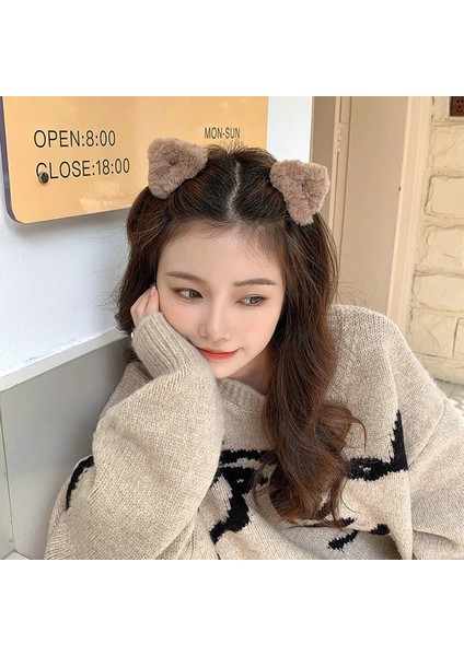 Yeni Kış Peluş Kedi Kulaklar Saç Klipleri Kadınlar Kızlar Için Kuzu Kaşmir Firkete Alın Patlama Klip Kabarık Çocuk Saç Aksesuarları (Yurt Dışından)