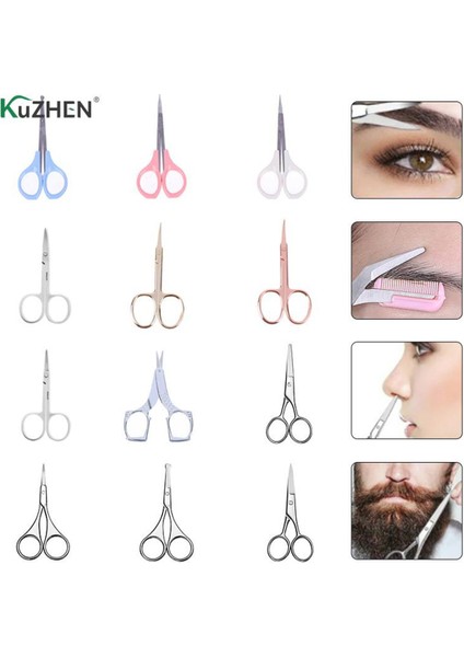 Profesyonel Paslanmaz Çivi Kaş Burun Kirpik Tırnak Eti Düzeltici Düz Kavisli Ucu Saç Kesimi Kaş Düzeltme Makası Tarım (Yurt Dışından)