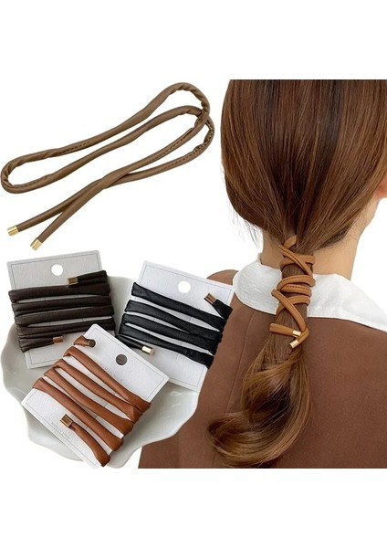 Adet Kızlar Tasarımcı Deri Saç Halat Scrunchies Ins Uzun Tel Saç Bağları Örgülü Kafa Bandı At Kuyruğu Tutucu Kadın Aksesuarları Için (Yurt Dışından)