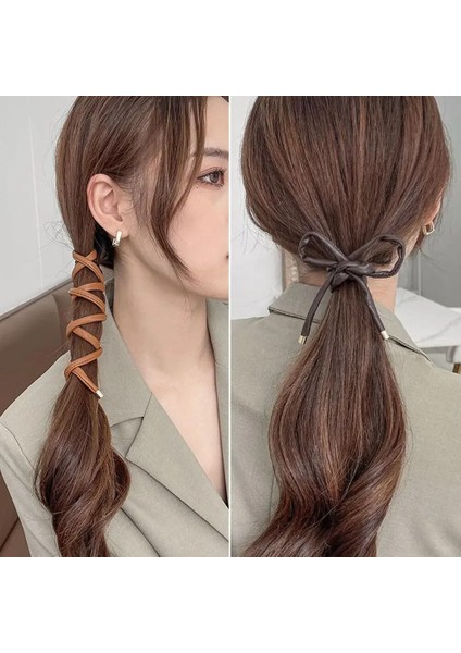 Adet Kızlar Tasarımcı Deri Saç Halat Scrunchies Ins Uzun Tel Saç Bağları Örgülü Kafa Bandı At Kuyruğu Tutucu Kadın Aksesuarları Için (Yurt Dışından) fırsatları