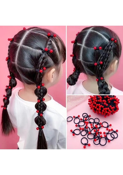 10 Adet/takım Çocuk Elastik Kauçuk Saç Bantları Kızlar Için Kırmızı Fasulye At Kuyruğu Sahipleri Saç Halat Bağları Saç Aksesuarları (Yurt Dışından) fiyatları