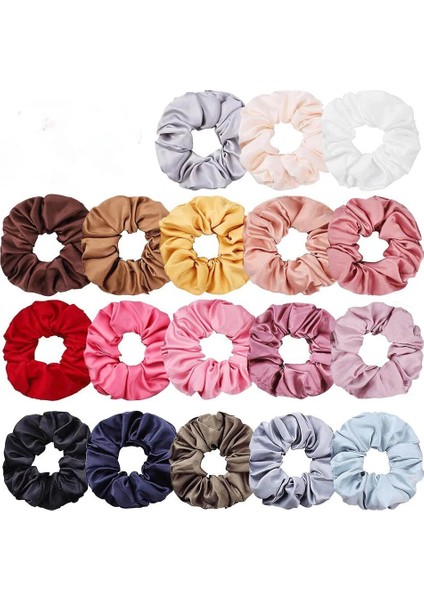 Yeni Kadın Elastik Saç Bantları Moda 18 Renk Sevimli Güzellik Kız Şapkalar Rahat Saten Katı Scrunchie Hairbands (Yurt Dışından)