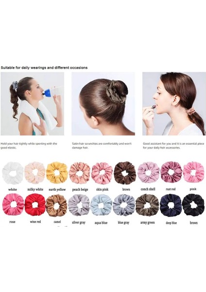 Yeni Kadın Elastik Saç Bantları Moda 18 Renk Sevimli Güzellik Kız Şapkalar Rahat Saten Katı Scrunchie Hairbands (Yurt Dışından) fiyatları