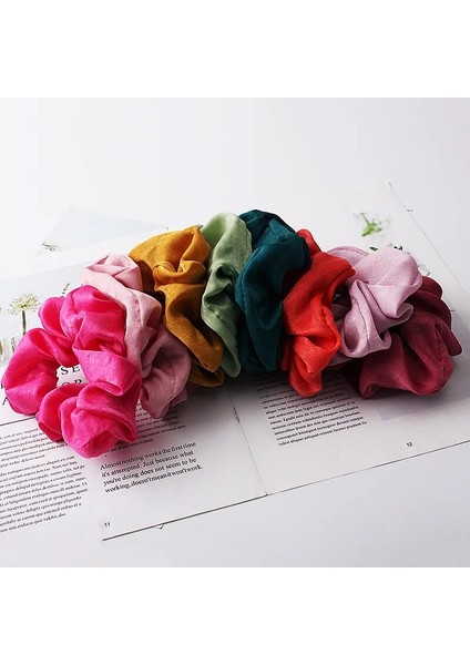 Yeni Kadın Elastik Saç Bantları Moda 18 Renk Sevimli Güzellik Kız Şapkalar Rahat Saten Katı Scrunchie Hairbands (Yurt Dışından) indirimleri