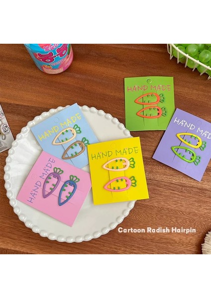 Adet Set Renkli Karikatür Metal Havuç Yapış Saç Klipleri Kız Çocuklar Için Sevimli Kawaii Basit Tatlı Peri Firkete Moda Aksesuarları (Yurt Dışından)